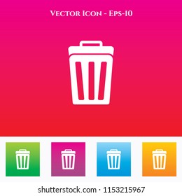 Trash Can, Recycle Bin, Dust Bin Icon in Colored Square box. eps-10