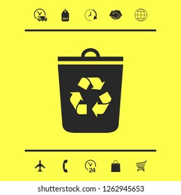 Trash can, recycle bin icon. Graphic elements for your design