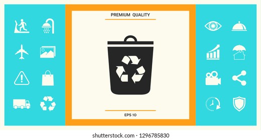 Trash can, recycle bin icon. Graphic elements for your design
