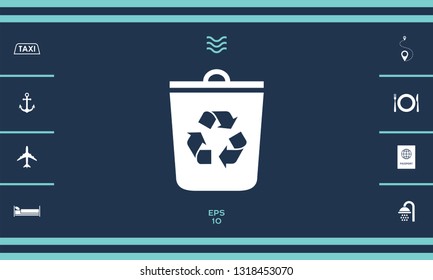 Trash can, recycle bin icon. Graphic elements for your design