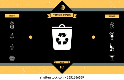 Trash can, recycle bin icon. Graphic elements for your design