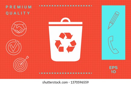 Trash can, recycle bin icon. Graphic elements for your design