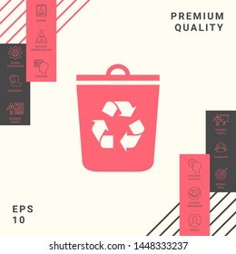 Trash can, recycle bin icon. Graphic elements for your design