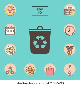 Trash can, recycle bin icon. Graphic elements for your design