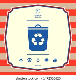Trash can, recycle bin icon. Graphic elements for your design