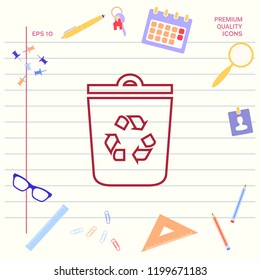 Trash can, recycle bin symbol icon