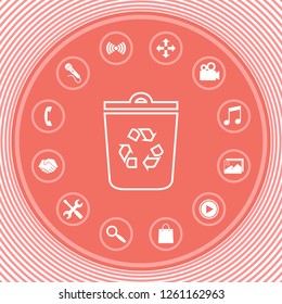 Trash can, recycle bin symbol icon. Graphic elements for your design