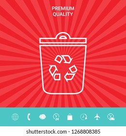 Trash can, recycle bin symbol icon. Graphic elements for your design
