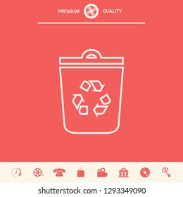 Trash can, recycle bin symbol icon. Graphic elements for your design