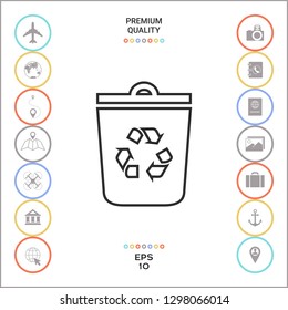 Trash can, recycle bin symbol icon. Graphic elements for your design