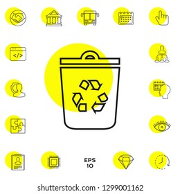 Trash can, recycle bin symbol icon. Graphic elements for your design