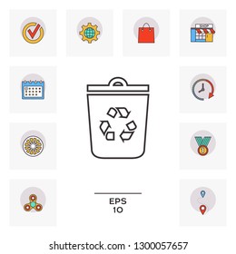 Trash can, recycle bin symbol icon. Graphic elements for your design