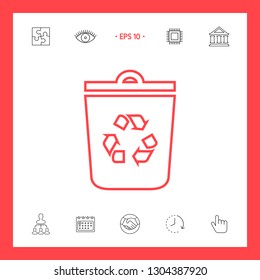 Trash can, recycle bin symbol icon. Graphic elements for your design