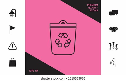 Trash can, recycle bin symbol icon. Graphic elements for your design