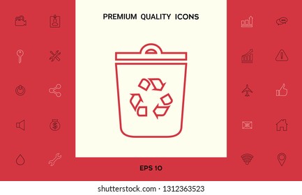 Trash can, recycle bin symbol icon. Graphic elements for your design