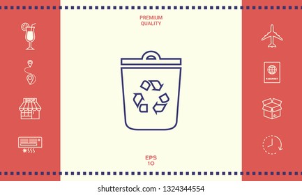 Trash can, recycle bin symbol icon. Graphic elements for your design