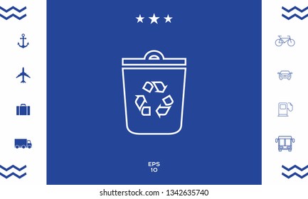 Trash can, recycle bin symbol icon. Graphic elements for your design