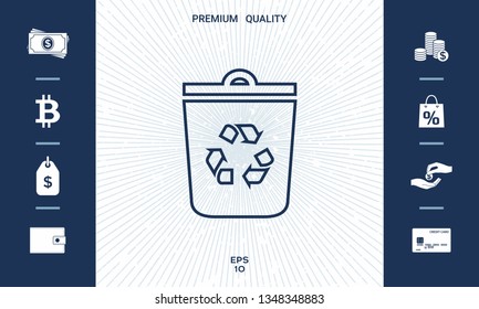 Trash can, recycle bin symbol icon. Graphic elements for your design