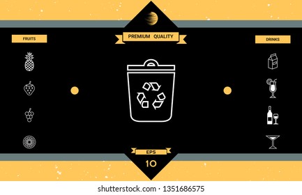 Trash can, recycle bin symbol icon. Graphic elements for your design