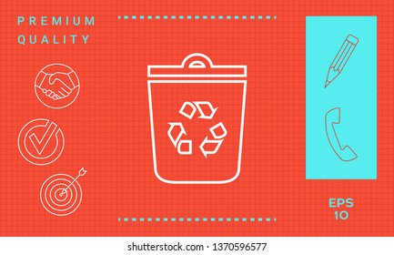 Trash can, recycle bin symbol icon. Graphic elements for your design