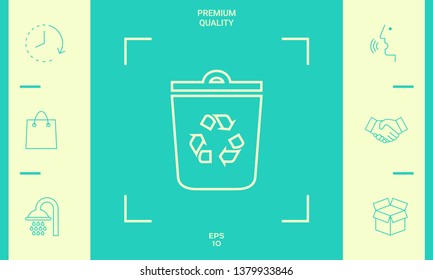 Trash can, recycle bin symbol icon. Graphic elements for your design