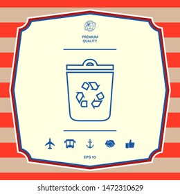 Trash can, recycle bin symbol line icon. Graphic elements for your design