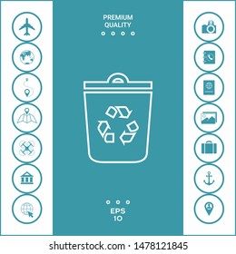 Trash can, recycle bin symbol line icon. Graphic elements for your design
