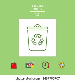 Trash can, recycle bin symbol line icon. Graphic elements for your design