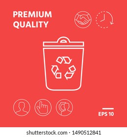 Trash can, recycle bin symbol line icon. Graphic elements for your design