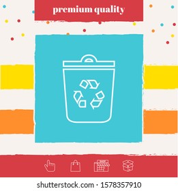 Trash can, recycle bin symbol line icon. Graphic elements for your design