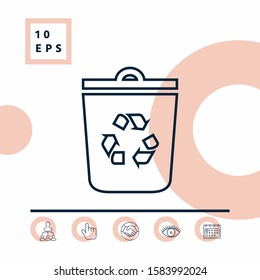 Trash can, recycle bin symbol line icon. Graphic elements for your design