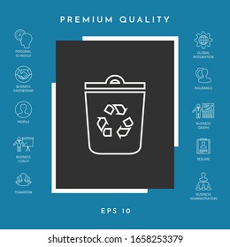Trash can, recycle bin symbol line icon. Graphic elements for your design