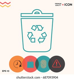 Trash can, recycle bin symbol icon