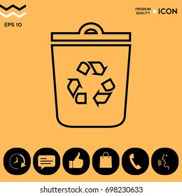 Trash can, recycle bin symbol icon