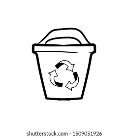 trash can recycle doodle vector hand drawing 