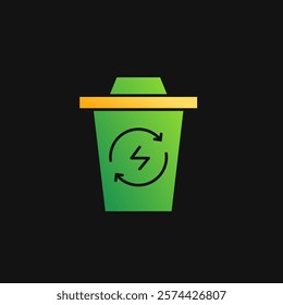 Trash can and recycle energy icon solid gradient, free energy, ecology, renewable and green energy concept. Gradient Solid icon.