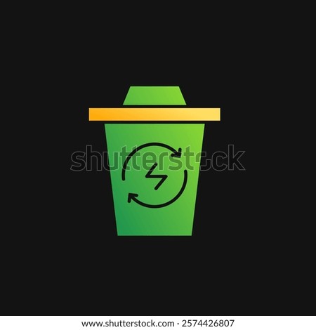 Trash can and recycle energy icon solid gradient, free energy, ecology, renewable and green energy concept. Gradient Solid icon.