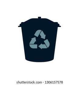 Trash can with recycle sign. Vector illustration.