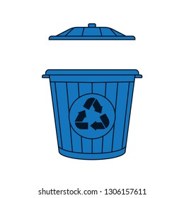 Trash can with recycle sign. Vector illustration.