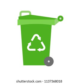Trash can and recycle symbol flat icon