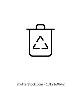 trash can with recycle symbol Icon  in black line style icon, style isolated on white background
