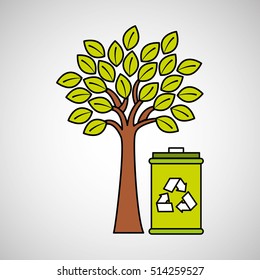 trash can recycle and tree icon design vector illustration eps 10