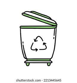 Basura. Reciclando. Separación de la basura. Concepto de Co2 del cambio climático. Doodle vectorial