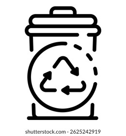Trash can and recycling sign icon. Outline trash can and recycling sign vector icon for web design isolated on white background