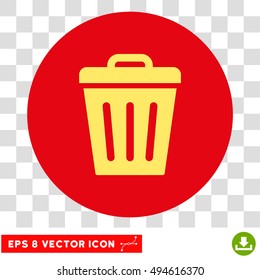 Trash Can round icon. Vector EPS illustration style is flat iconic bicolor symbol, yellow and intensive red colors, transparent background.