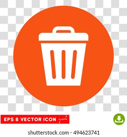 Trash Can round icon. Vector EPS illustration style is flat iconic bicolor symbol, white and orange colors, transparent background.