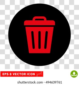 Trash Can round icon. Vector EPS illustration style is flat iconic bicolor symbol, intensive red and black colors, transparent background.