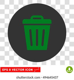 Trash Can round icon. Vector EPS illustration style is flat iconic bicolor symbol, green and gray colors, transparent background.