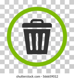Trash Can rounded icon. Vector illustration style is flat iconic bicolor symbol inside a circle, eco green and gray colors, transparent background. Designed for web and software interfaces.
