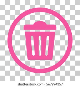 Trash Can rounded icon. Vector illustration style is flat iconic symbol inside a circle, pink color, transparent background. Designed for web and software interfaces.